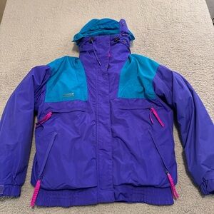 Vintage Columbia Jacket Women Med‎ Purple Pink Radial Sleeve Color-block Vamoose